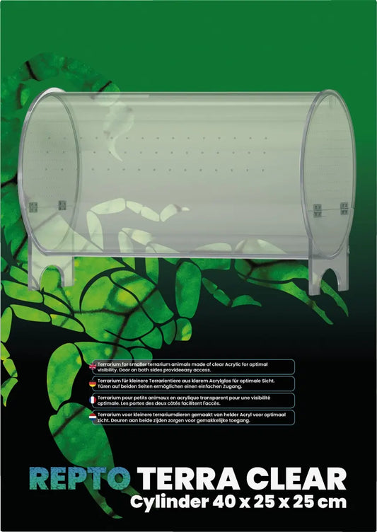 TERRARIO IN ACRILICO REPTO TERRA CLEAR CYLINDER 40X25X25 CM