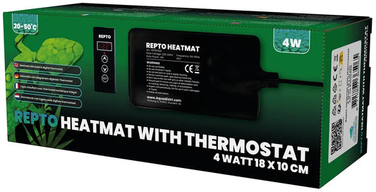 TAPPETINO RISCALDANTE REPTO HEAT MAT CON TERMOSTATO 4 WATT 18X10 CM