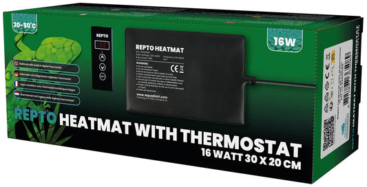 TAPPETINO RISCALDANTE REPTO HEAT MAT CON TERMOSTATO 16 WATT 30X20 CM