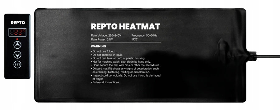 TAPPETINO RISCALDANTE REPTO HEAT MAT CON TERMOSTATO 24 WATT 45X20 CM