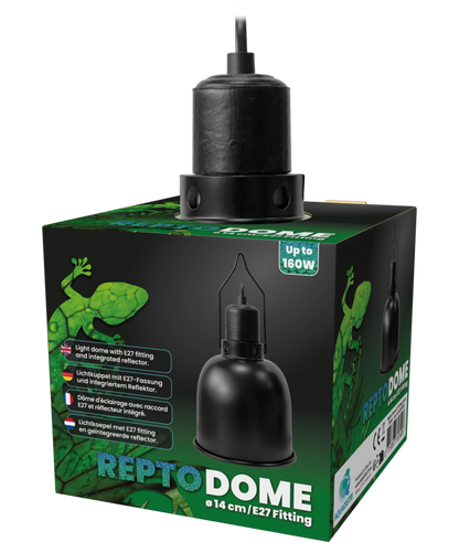 REPTO DOME - RIFLETTORE  CON PORTALAMPADA E27 FITITNG 14CM BLACK