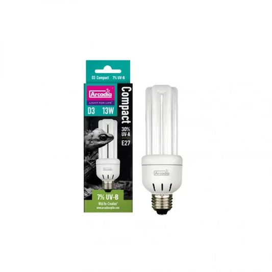 ARCADIA MINI TRIPPLE U D3 COMPACT LAMP 7% UVB 13 W